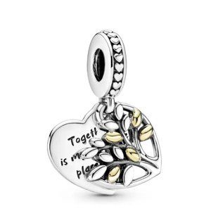 Pandora Family tree sterling silver and 14k dangle Charm